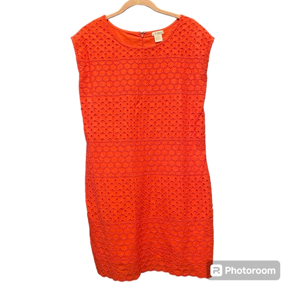 Coral Lace Eyelet Dress